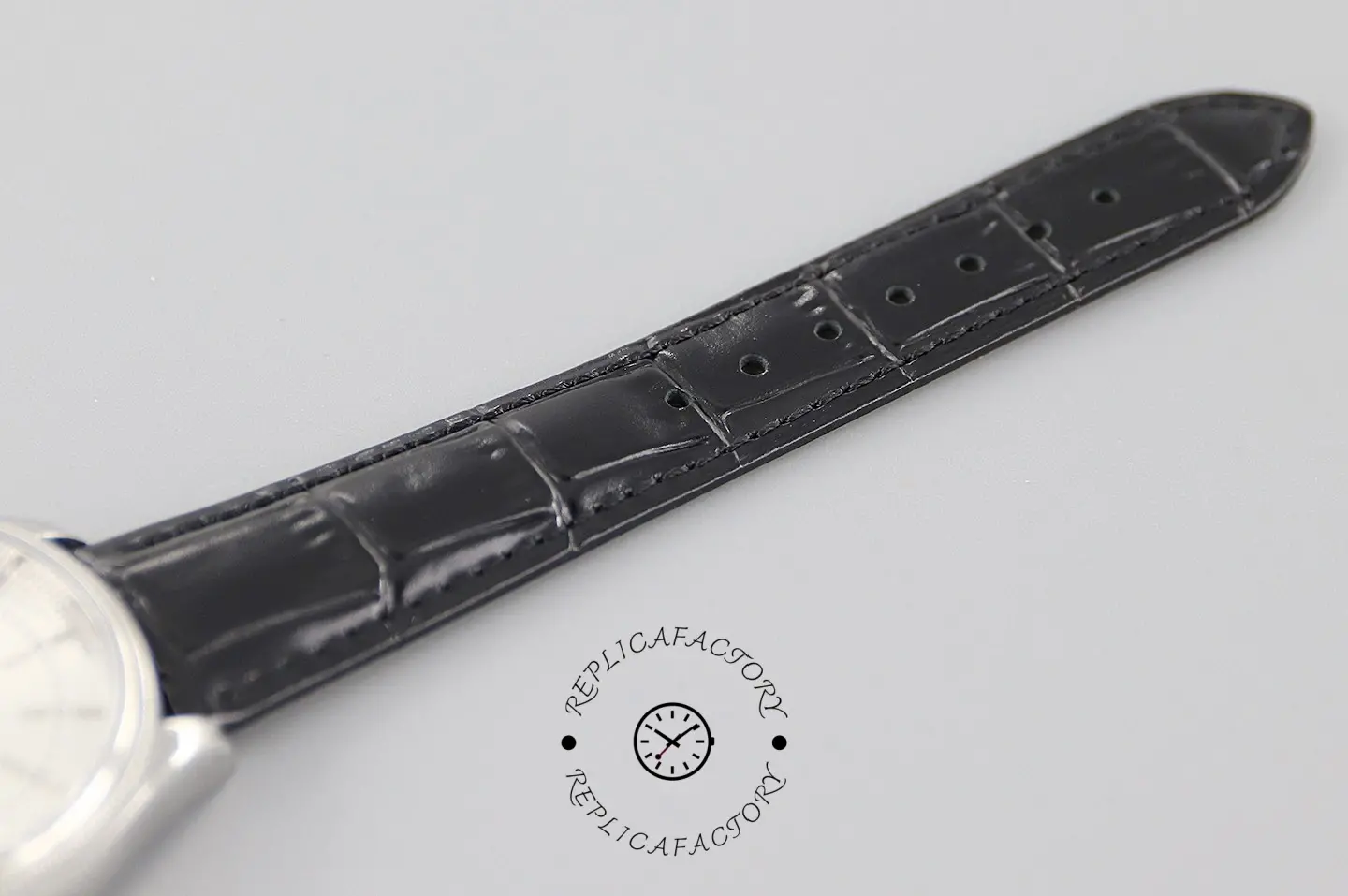 Rolex Cellini Date 50519 Black Leather Silver Dial 39mm Mens Replica Watch