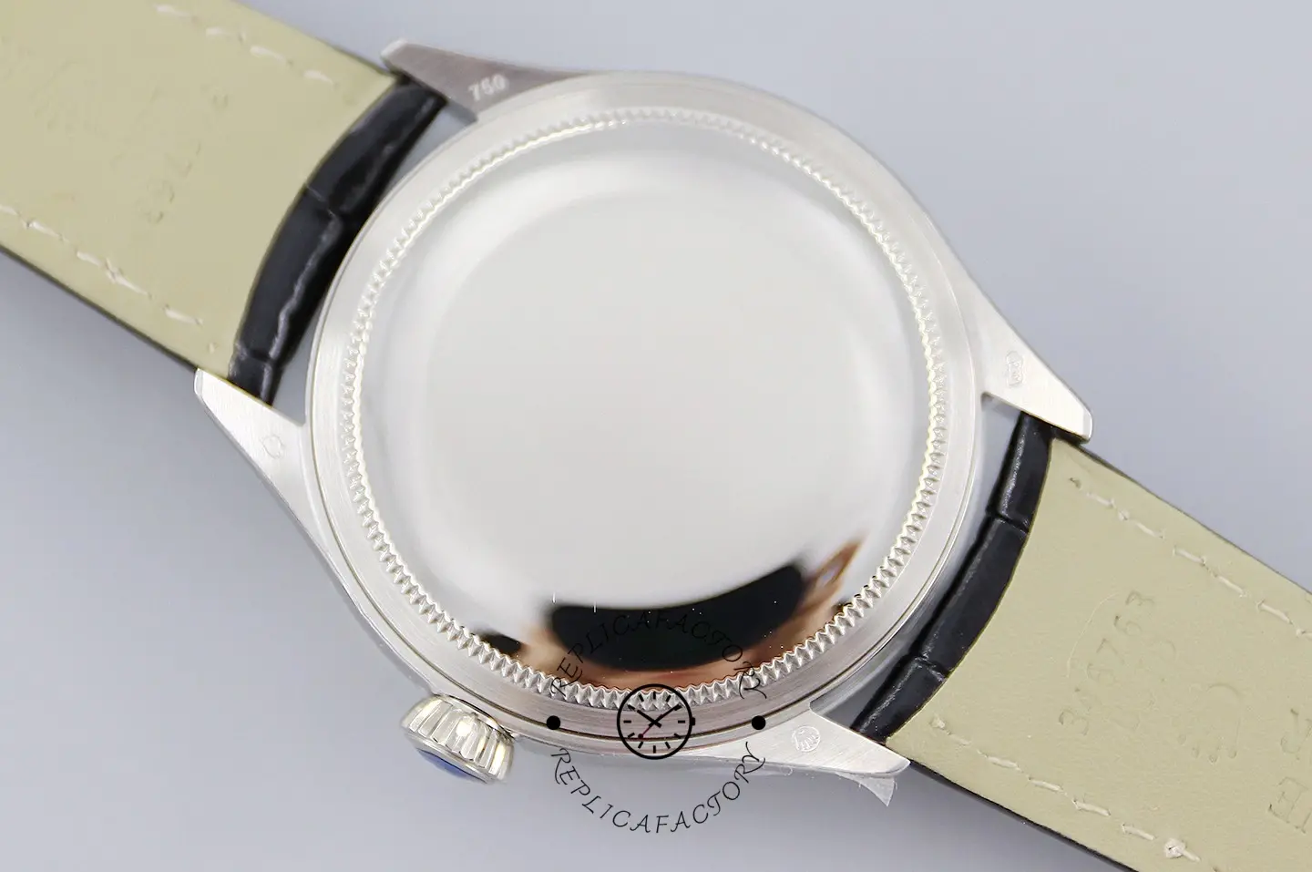 Rolex Cellini Date 50519 Black Leather Silver Dial 39mm Mens Replica Watch