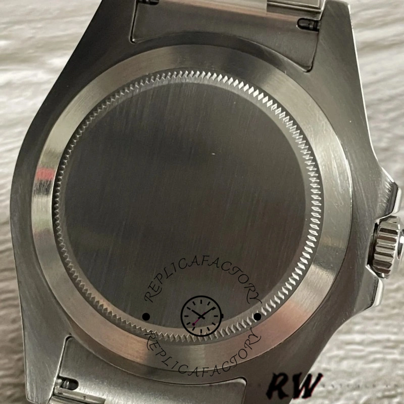 Rolex Explorer II m226570 0002 case back close-up, brushed stainless steel back detail.