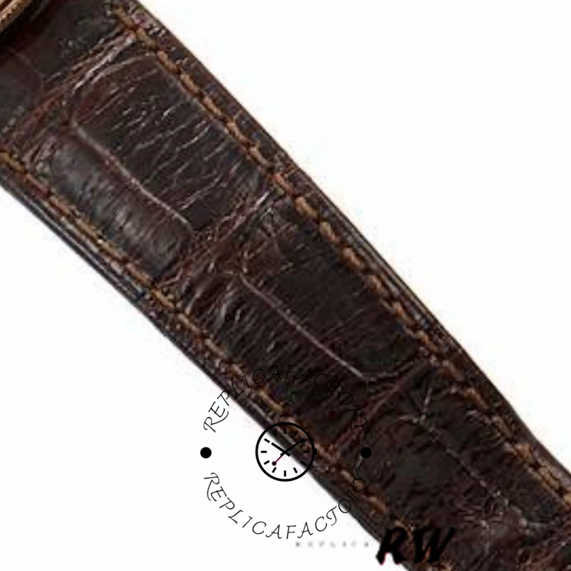 Rolex Cellini Dual Time 50529 Silver Dial Brown Strap 39mm Mens Replica Watch