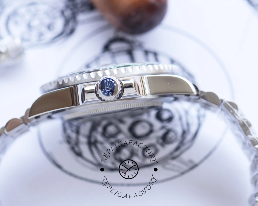 Crown-side close-up of the Rolex GMT-Master II 126720VTNR showing case side and crown.