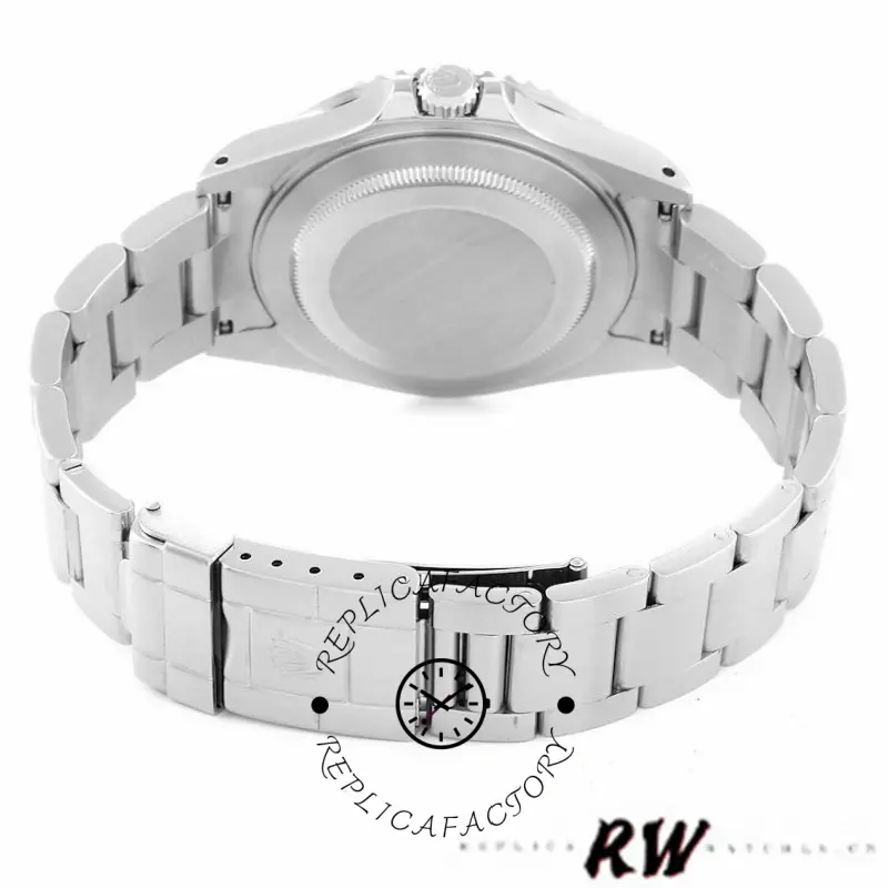 Rolex GMT-Master II 16710, caseback product photo showing bracelet and clasp section.