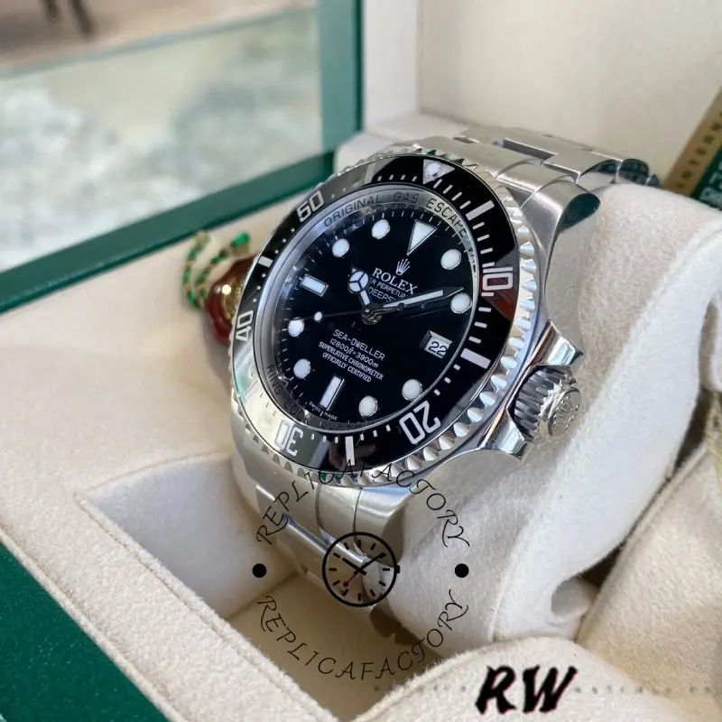 Close-up side view of the Rolex Sea-Dweller Deepsea 116660 showing bezel and bracelet.