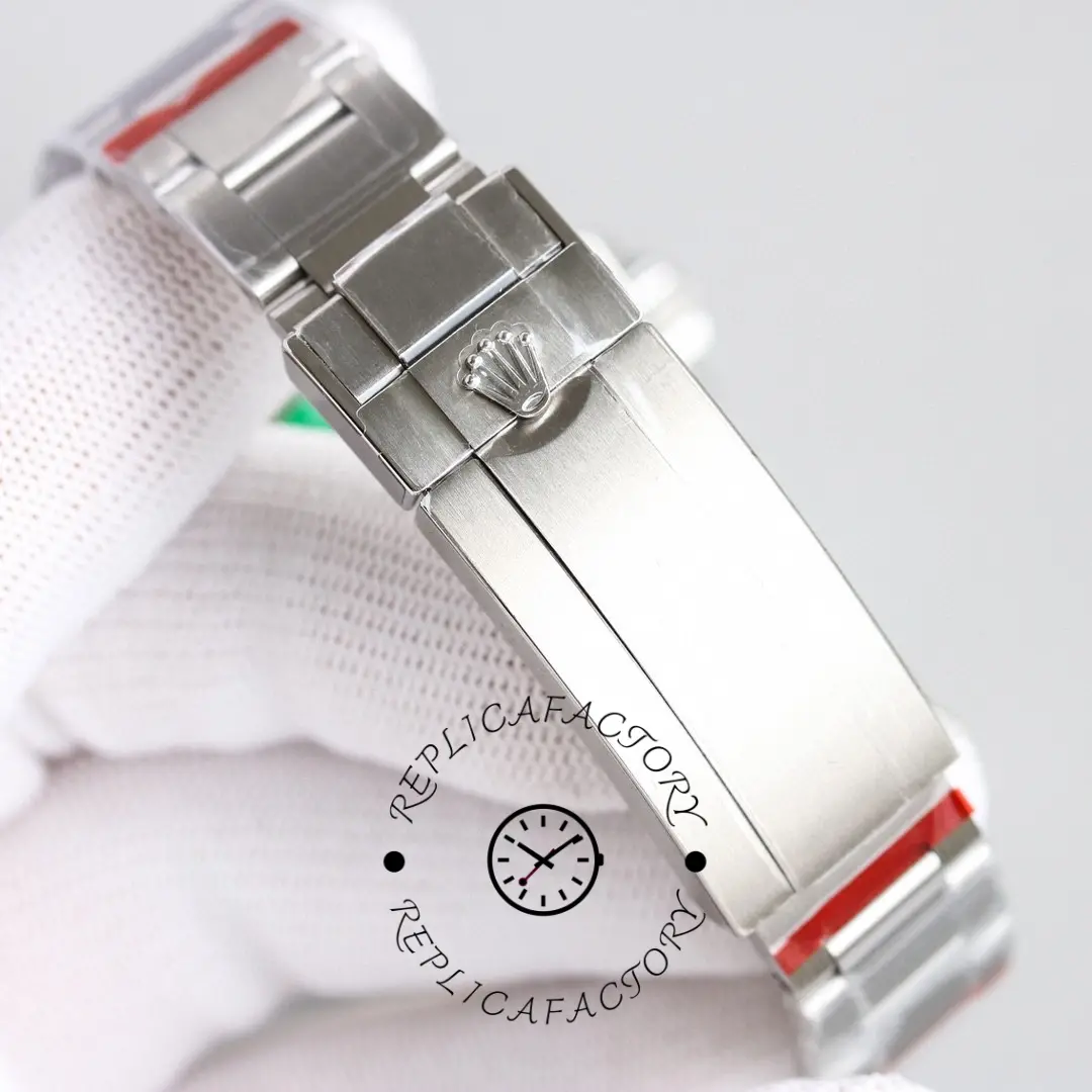 Rolex Sea-Dweller Deepsea 136660 0005, clasp close-up in glove showing clasp details.