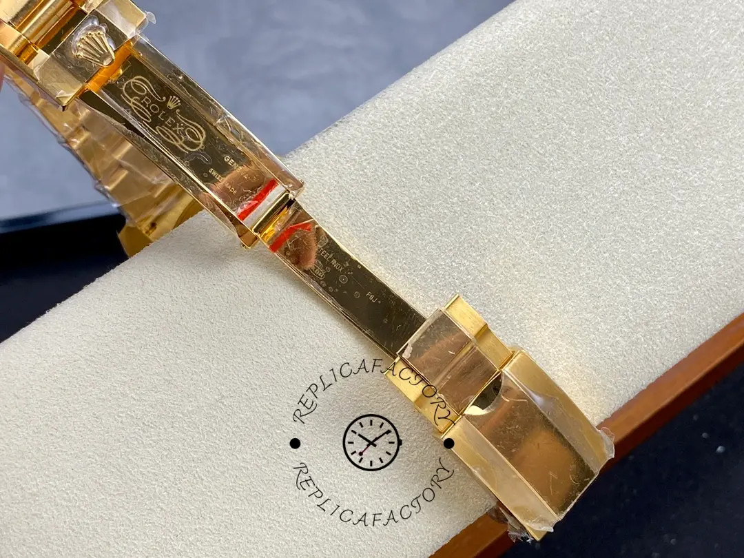 Rolex GMT-Master II 116718LN, back view showing bracelet opened and clasp section.