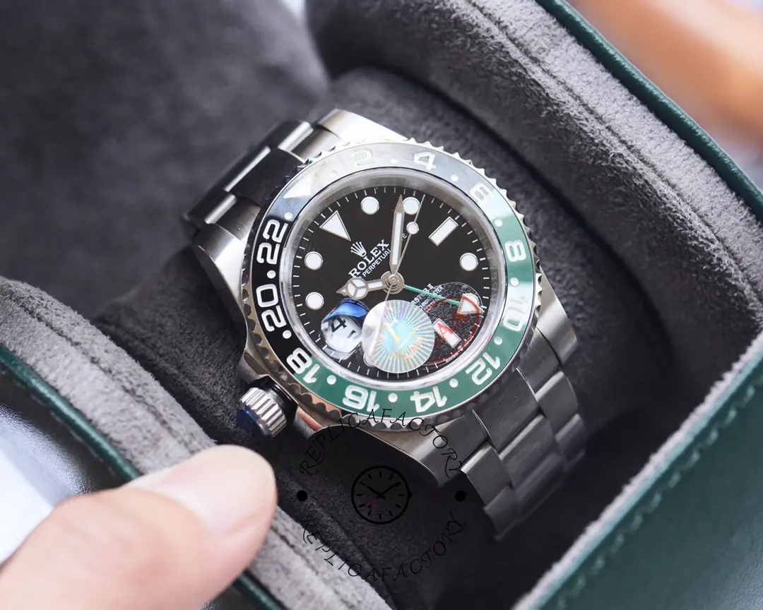 Rolex GMT-Master II 126720VTNR photographed on a booklet/background, bezel and dial visible.