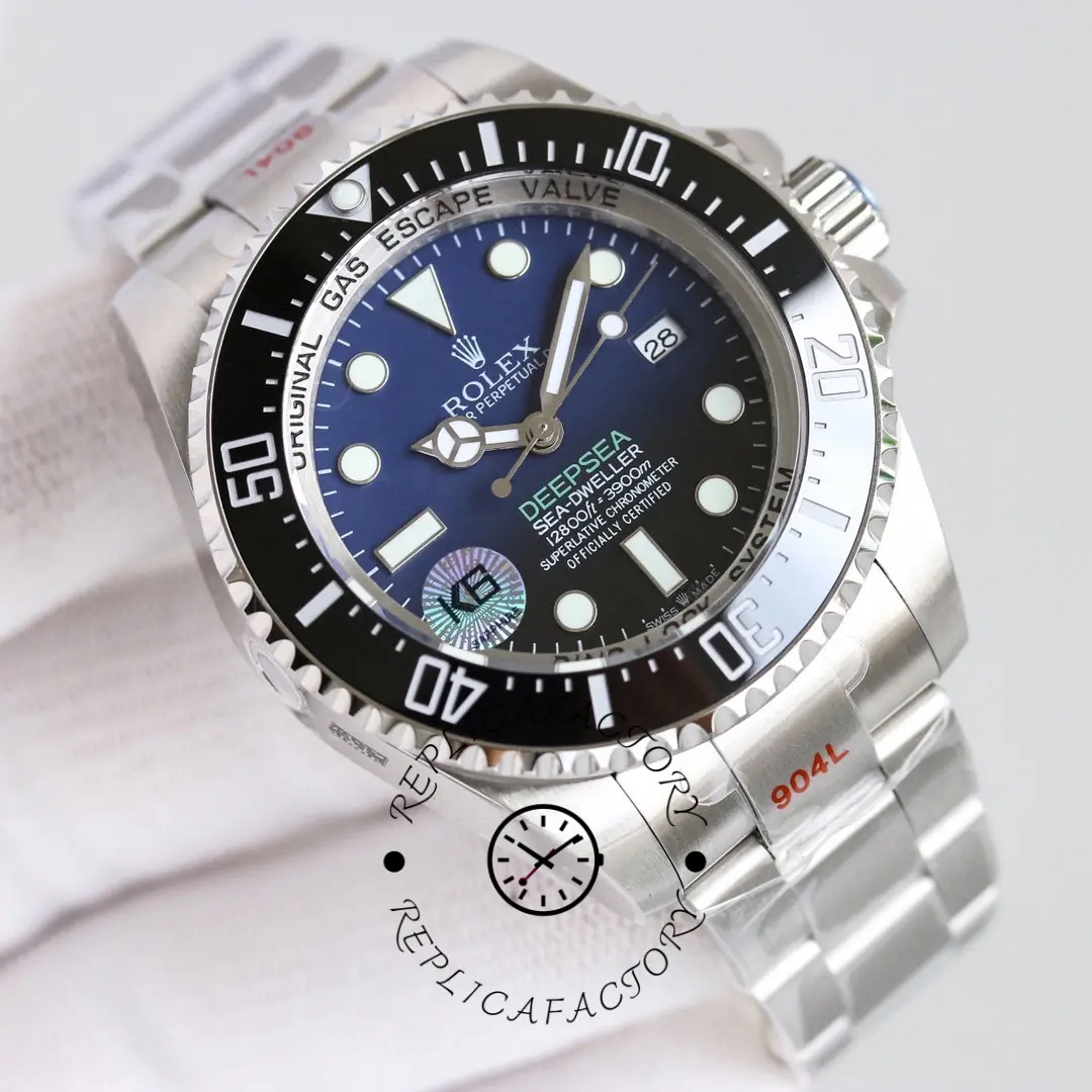 Rolex Sea-Dweller Deepsea 136660 0005, product photo angled view showing bezel and bracelet.