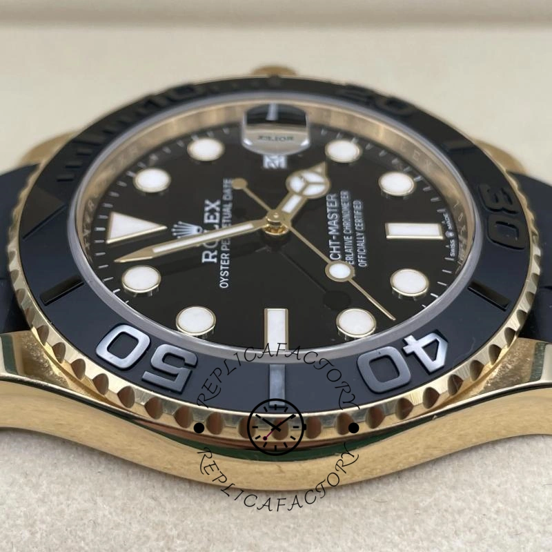 Bezel macro of the Rolex Yacht-Master M226658 0001 showing bezel texture and minute markers.