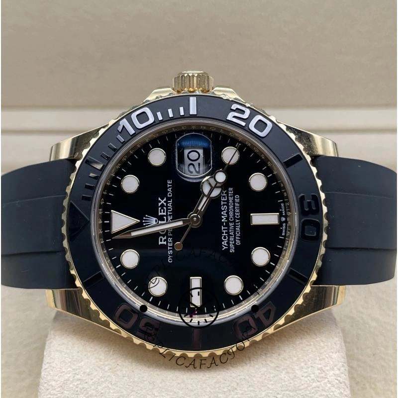 Dial close-up of the Rolex Yacht-Master M226658 0001 showing hands, date window, and text.