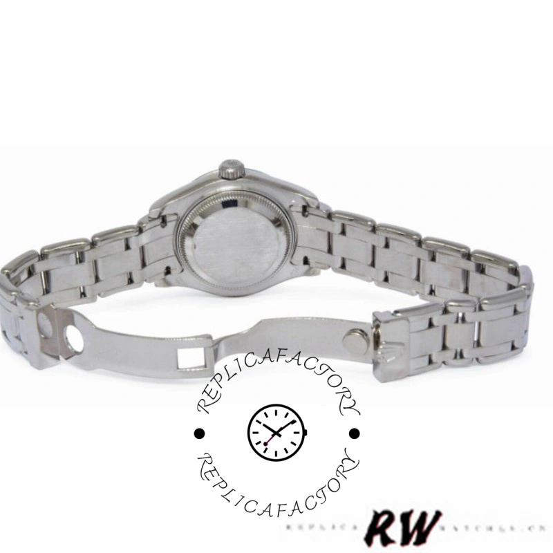 Bracelet open view of the Rolex Pearlmaster 80319 showing clasp and bracelet structure.