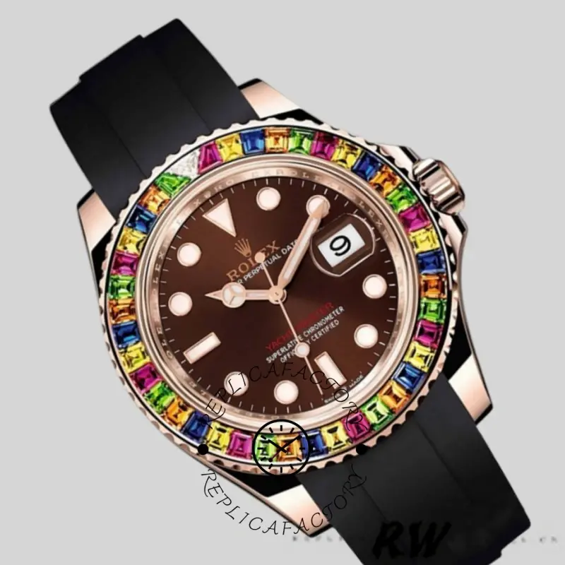 Rolex Yacht-Master 116695 Black Rubber Strap Brown Dial 40MM Mens Replica Watch