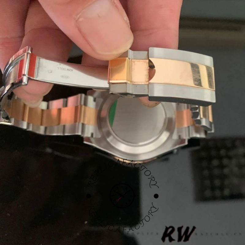 Caseback and bracelet view of the Rolex Yacht-Master II 116681 showing clasp area and back.
