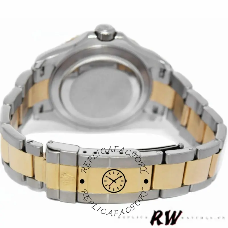 Caseback view of the Rolex Yachtmaster 16623 showing solid back and end links.