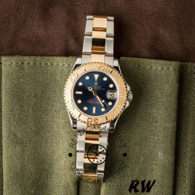 Rolex Yacht-Master 168623 Steel and Gold Blue Dial 35MM Unisex Replica Watch
