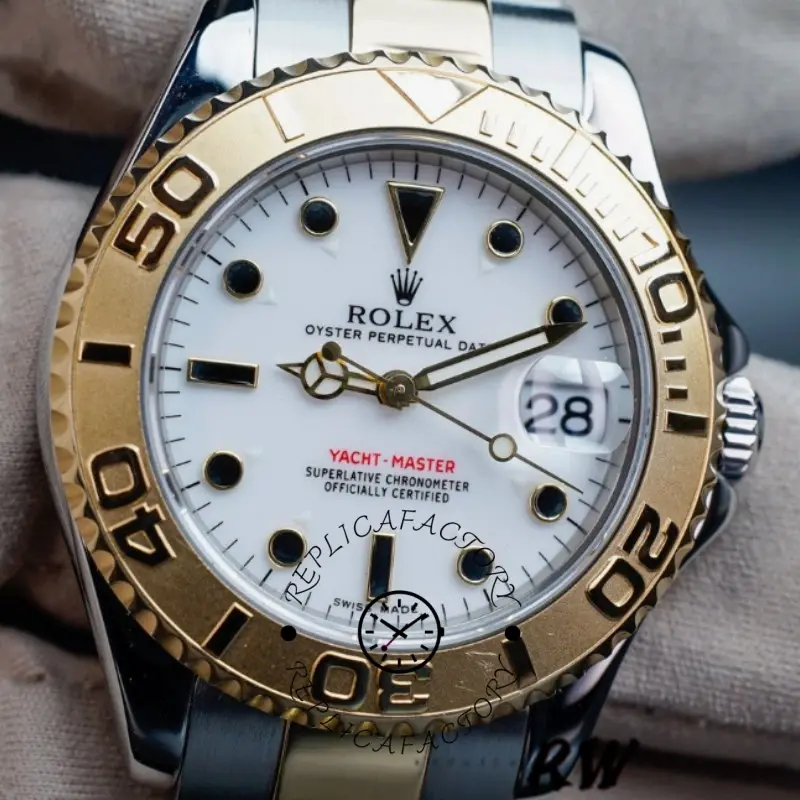 Rolex Yacht-Master 168623 Steel Yellow Gold White Dial 35MM Unisex Replica Watch