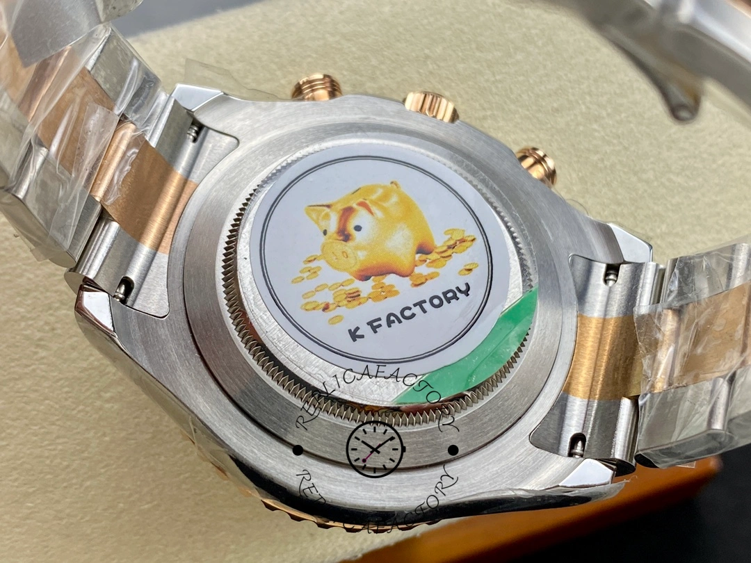 Caseback sticker view of the Rolex Yacht-Master II 116681 showing protective film on back.