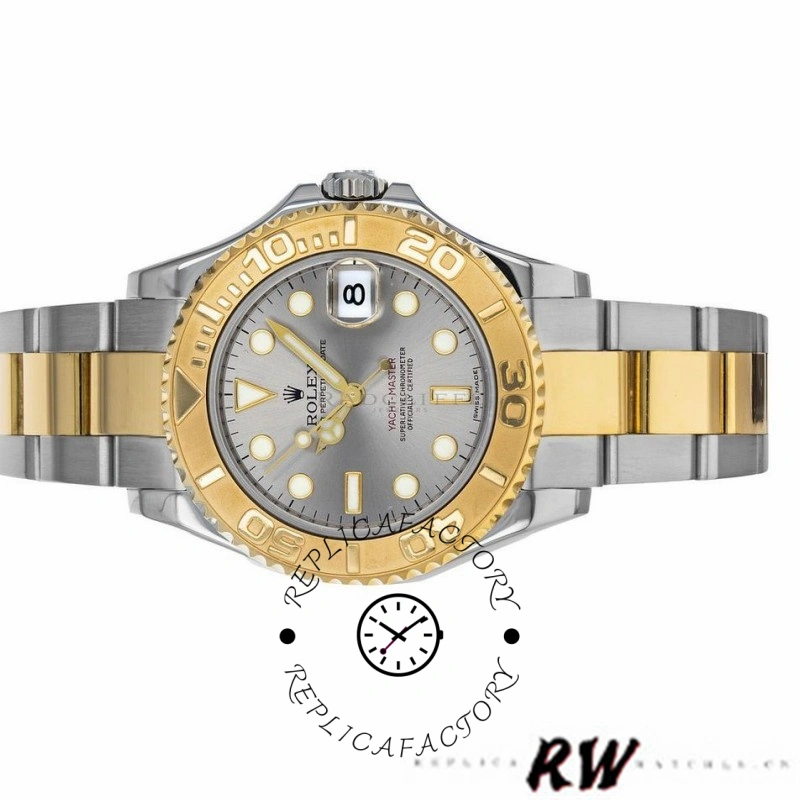 Rolex Yacht-Master 168623, front view showing full watch and two-tone bracelet layout.