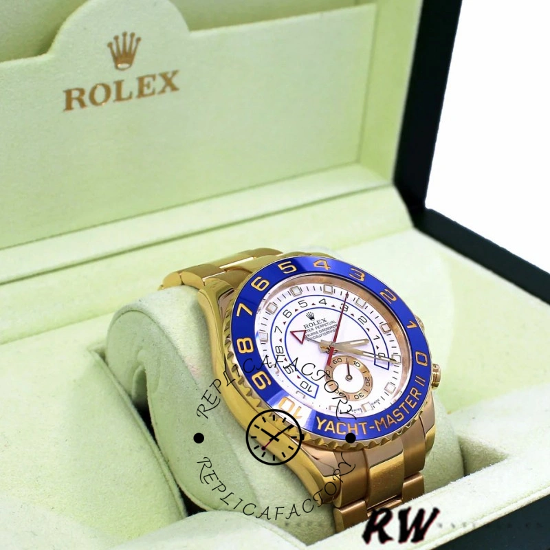 Rolex box scene with Rolex Yacht-Master II 116688 placed inside, showing presentation.