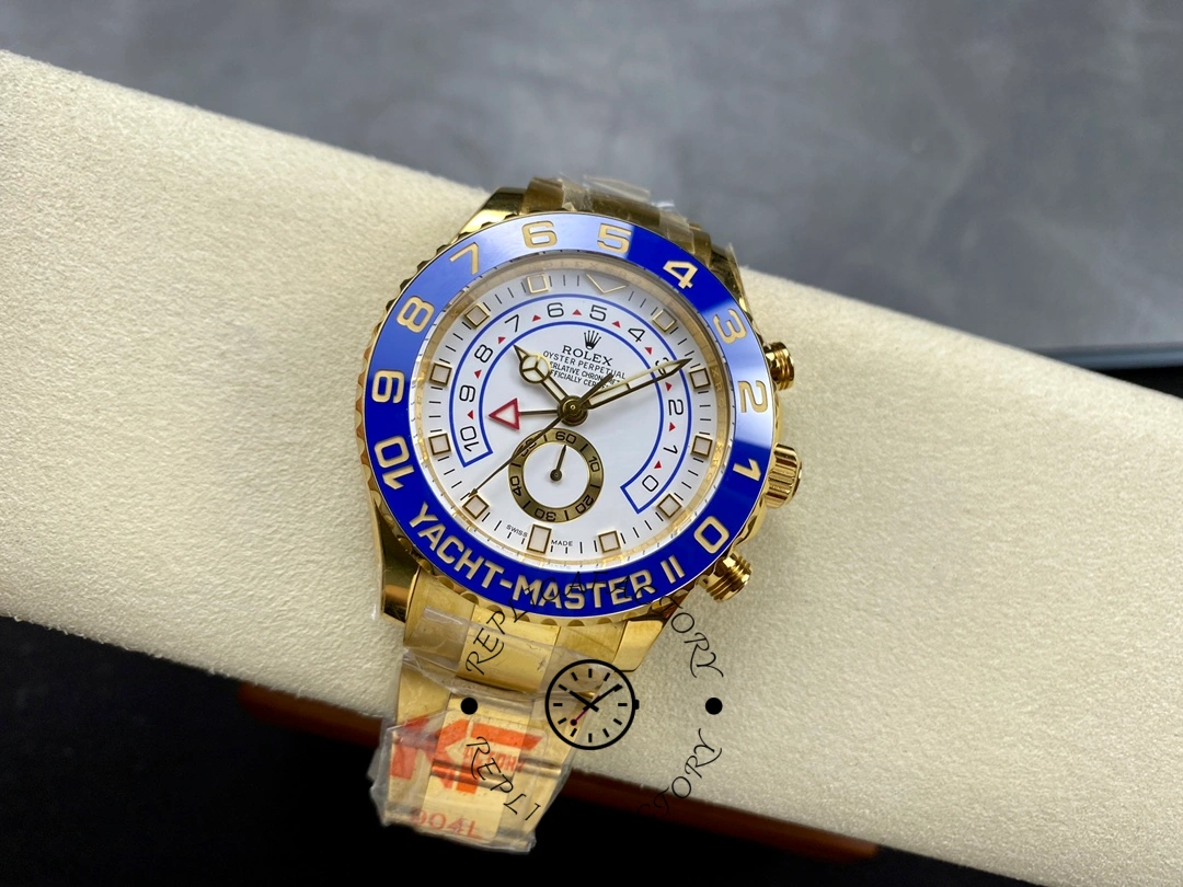 Another angle of Rolex Yacht-Master II 116688 showing case size and bracelet fit.