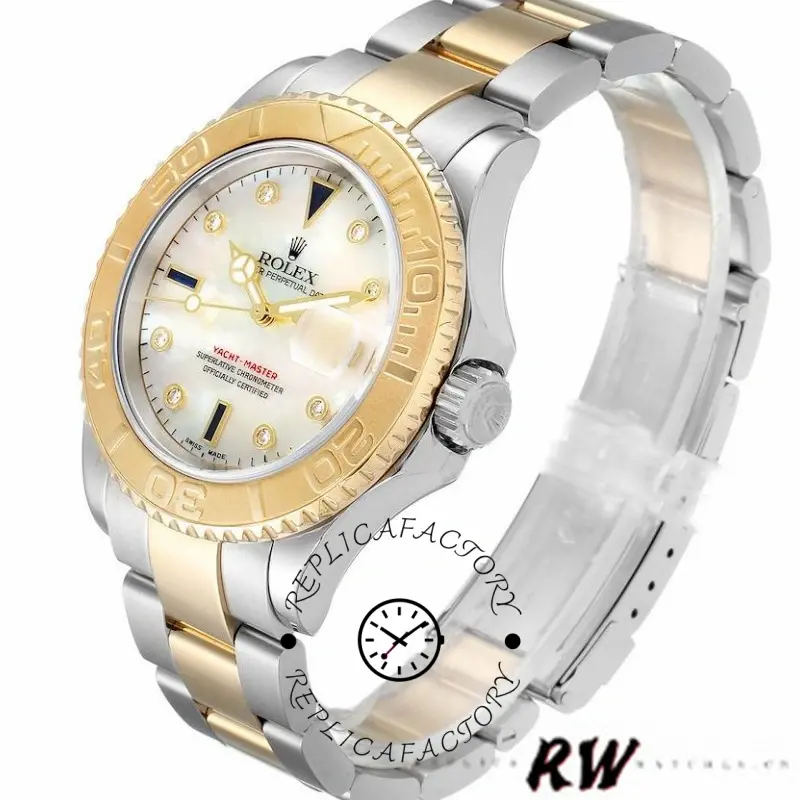 Rolex Yachtmaster 16623 Steel Yellow Gold Mother of Pearl White Dial 40MM Mens Replica Watch