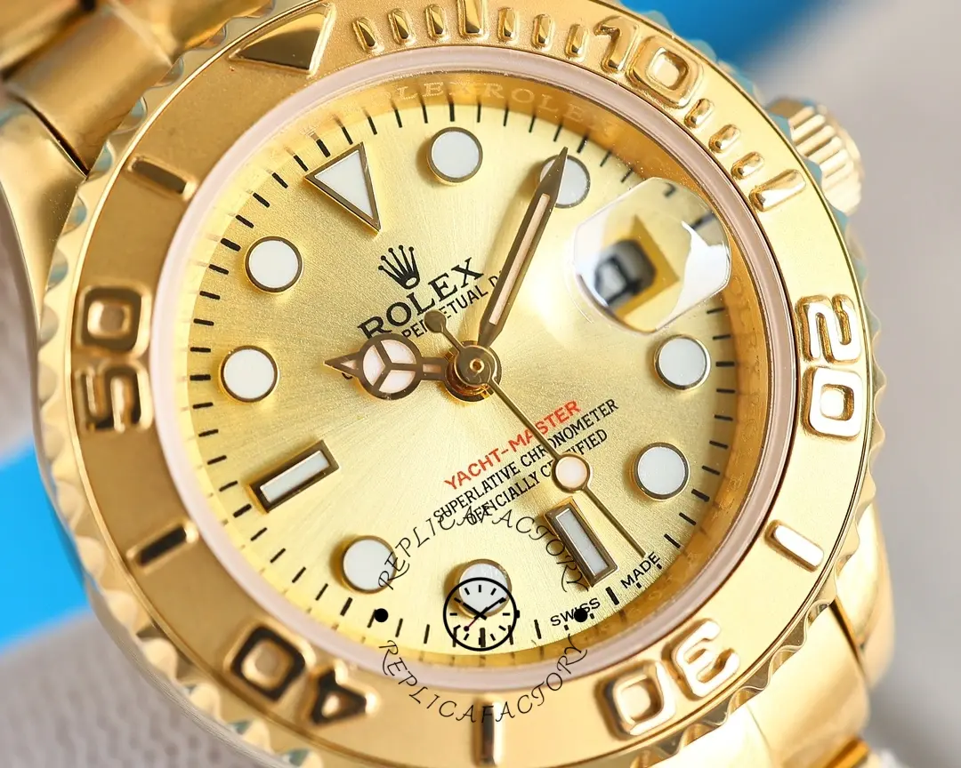 Rolex Yacht-Master 169628 Yellow Gold Champagne Dial 29mm Lady Replica Watch