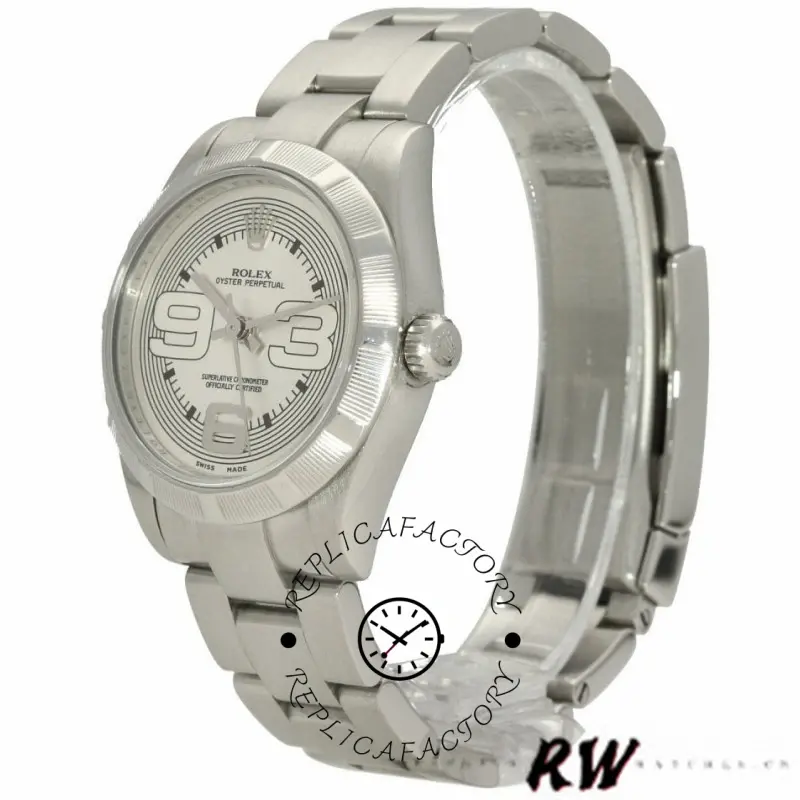 Rolex Oyster Perpetual 177210 Silver Maxi Arabic Dial 31mm Lady Replica Watch