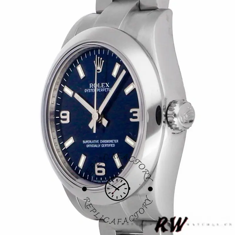 Rolex Oyster Perpetual 177200 Blue Arabic Dial Domed Bezel 31mm Lady Replica Watch