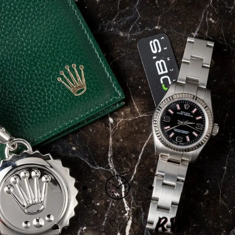 Rolex Oyster Perpetual 176234 Black Dial Fluted Bezel 26MM Lady Replica Watch