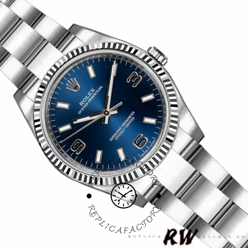Rolex Oyster Perpetual 176234 Fluted Bezel Blue Dial 26MM Lady Replica Watch