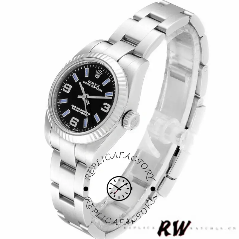 Rolex Oyster Perpetual 176234 Black Dial Blue Baton 26MM Lady Replica Watch