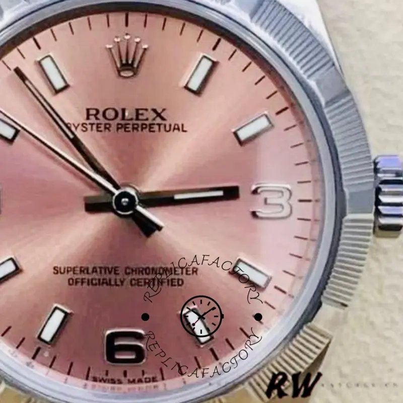 Rolex Oyster Perpetual 177210 Stainless Steel Pink Dial 31mm Lady Replica Watch