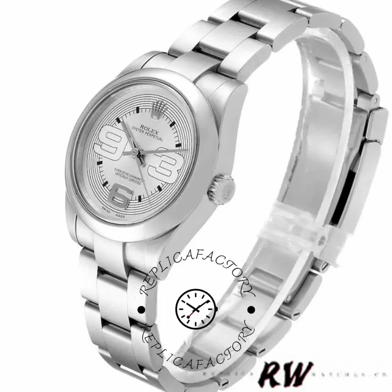 Rolex Oyster Perpetual 177200 Silver Maxi Arabic Dial 31mm Lady Replica Watch
