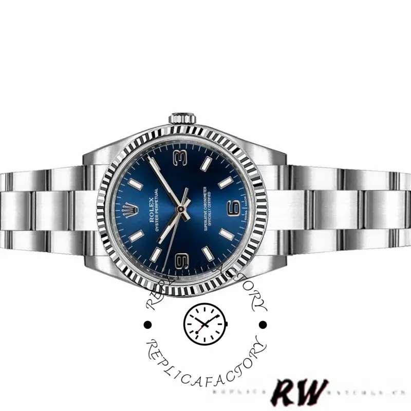 Rolex Oyster Perpetual 176234 Fluted Bezel Blue Dial 26MM Lady Replica Watch