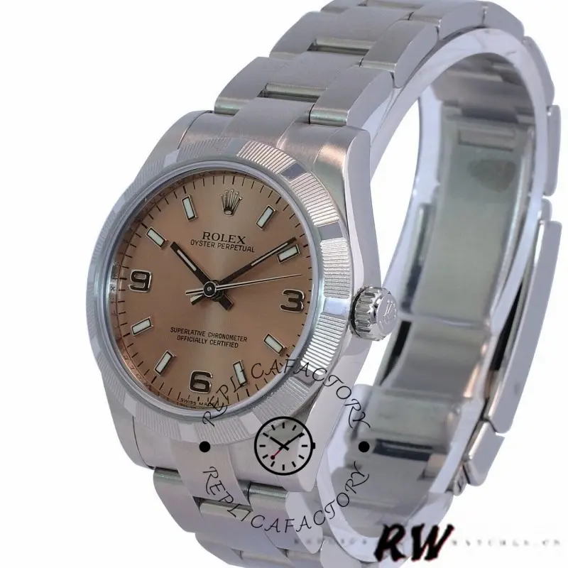 Rolex Oyster Perpetual 177210 Stainless Steel Pink Dial 31mm Lady Replica Watch