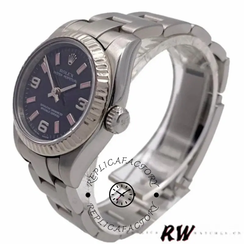 Rolex Oyster Perpetual 176234 Black Dial Fluted Bezel 26MM Lady Replica Watch