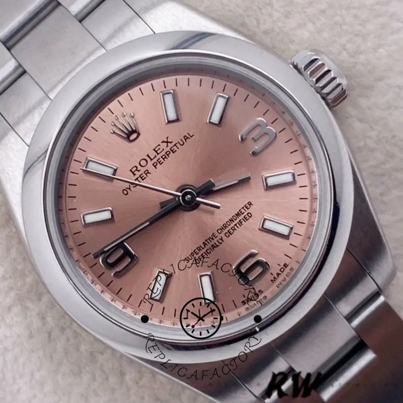 Rolex Oyster Perpetual 176200 Pink Dial Domed Bezel 26MM Lady Replica Watch
