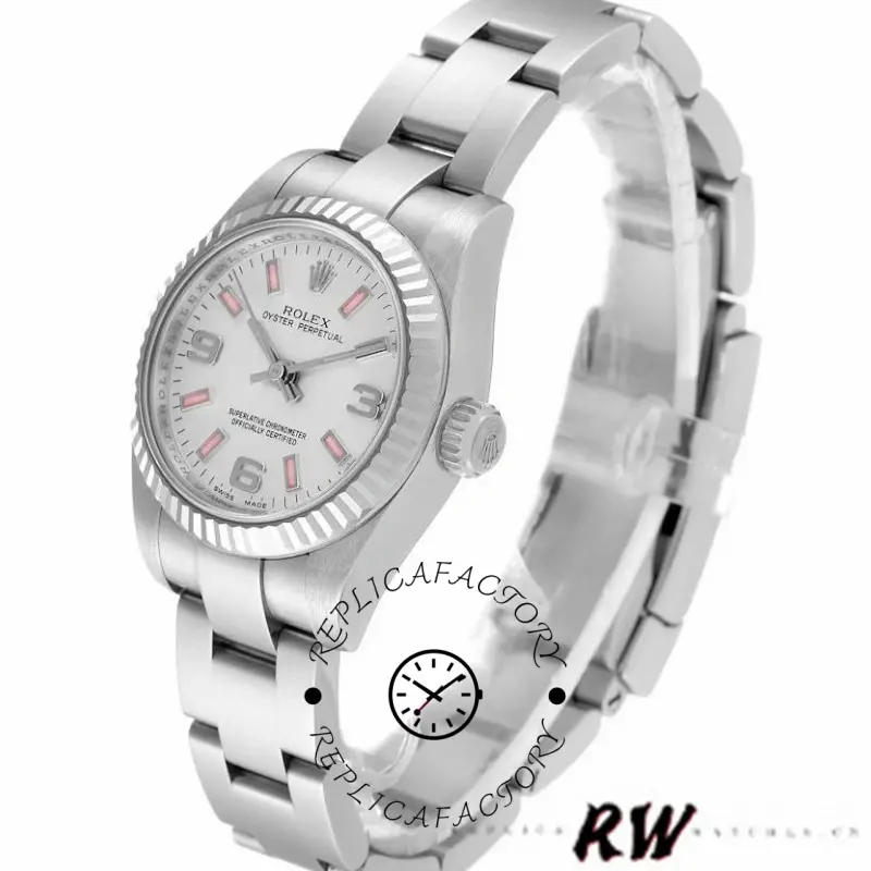 Side-angled view of the Rolex Oyster Perpetual 176234 showing case profile and bracelet links, 26mm.