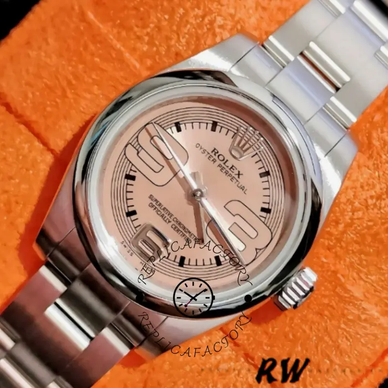 Rolex Oyster Perpetual 176200 Pink Maxi Arabic Dial 26MM Lady Replica Watch