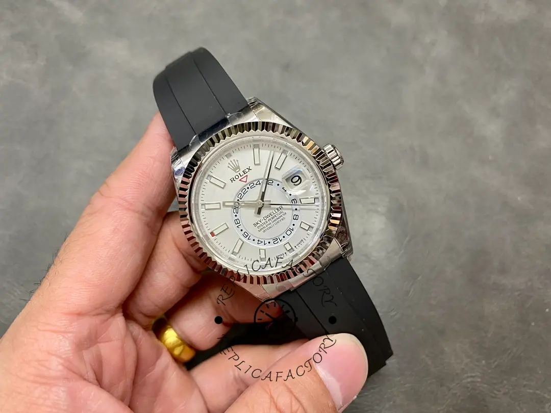 Rolex Sky Dweller 42 White Gold White Dial Oysterflex M336239 0003