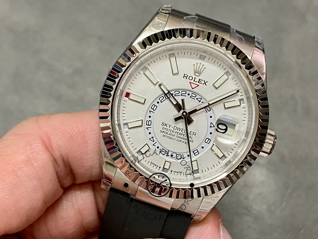 Rolex Sky Dweller 42 White Gold White Dial Oysterflex M336239 0003