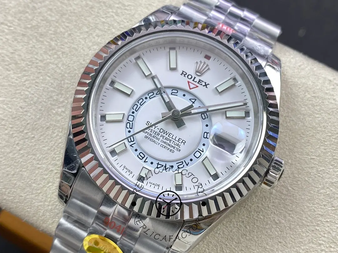 Rolex Sky Dweller 42 White Dial Fluted Bezel M336934 0004 Men's Watch