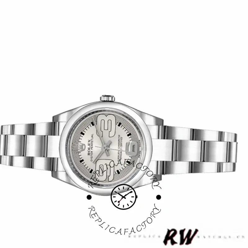 Rolex Oyster Perpetual 176200 Silver Arabic Dial Oyster Bracelet 26mm Lady Replica Watch