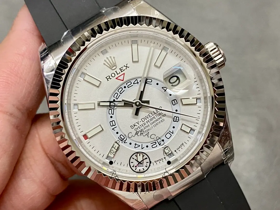 Rolex Sky Dweller 42 White Gold White Dial Oysterflex M336239 0003