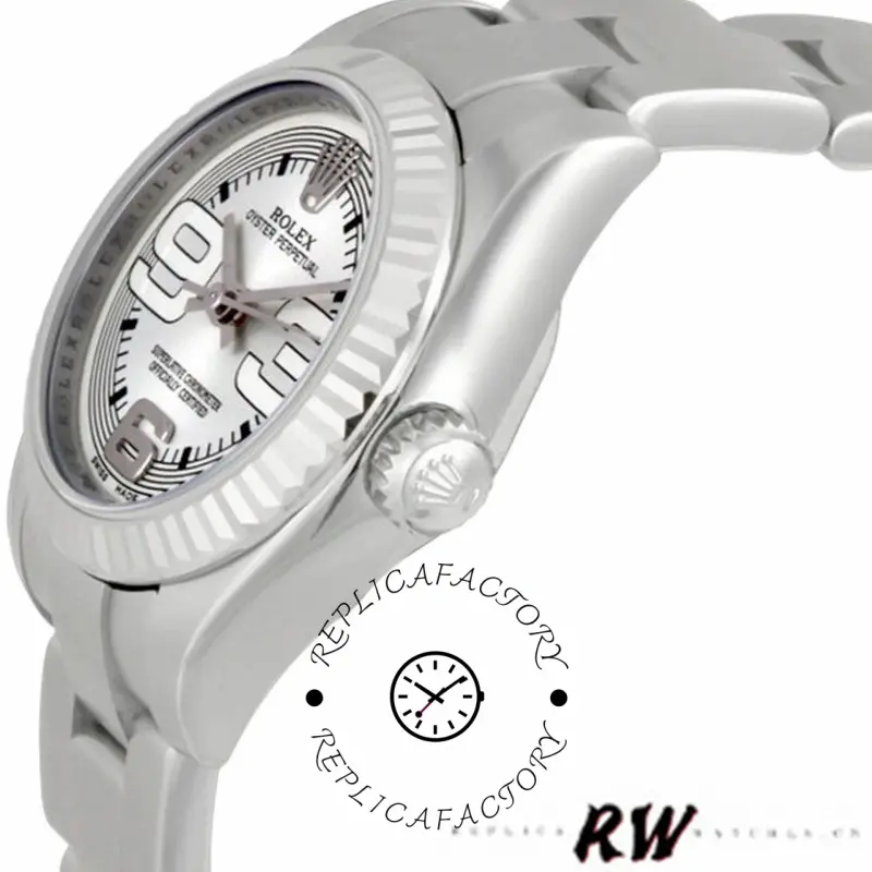 Rolex Oyster Perpetual 176234 Silver Maxi Arabic Dial 26mm Lady Replica Watch