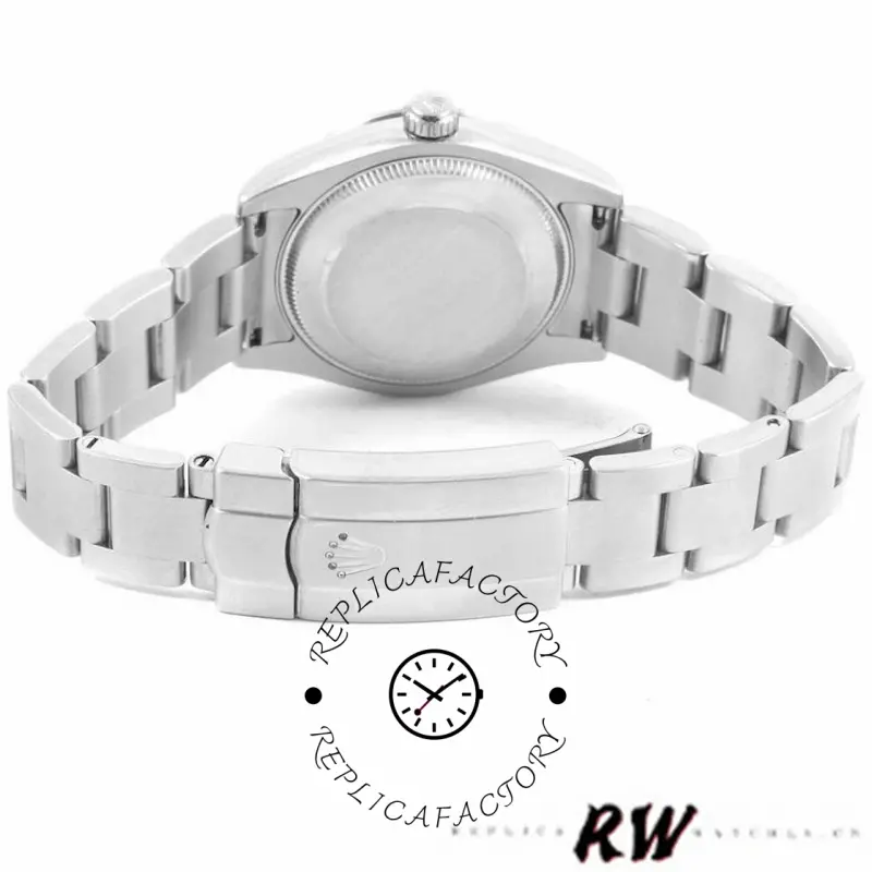 Rolex Oyster Perpetual 177210, caseback view showing solid back and bracelet ends.