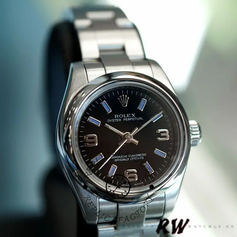 Rolex Oyster Perpetual 176200 Stainless Steel Blue Index Dial 26MM Lady Replica Watch