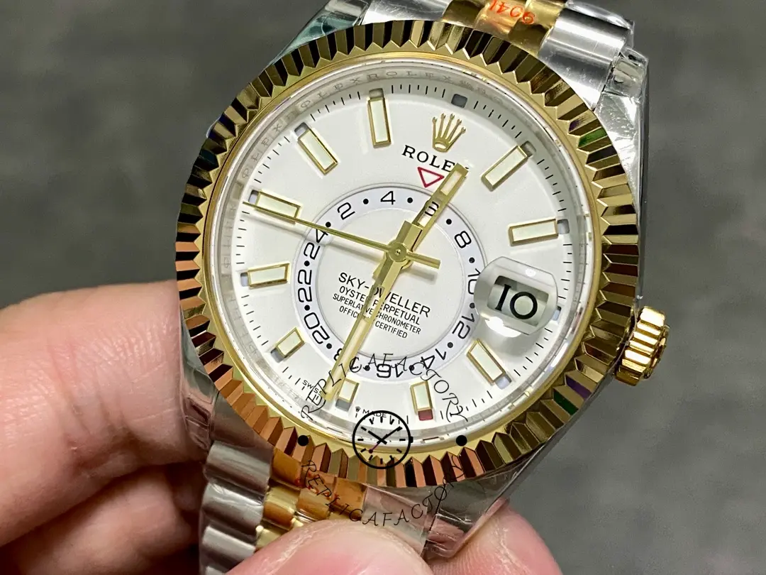 Rolex Sky Dweller 42 White Dial Yellow Gold Stainless Steel Jubilee 336933 0006