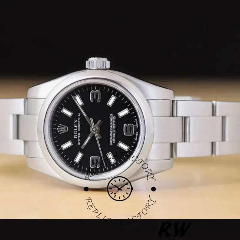 Rolex Oyster Perpetual 176200 Black Dial Stainless Steel 26MM Lady Replica Watch