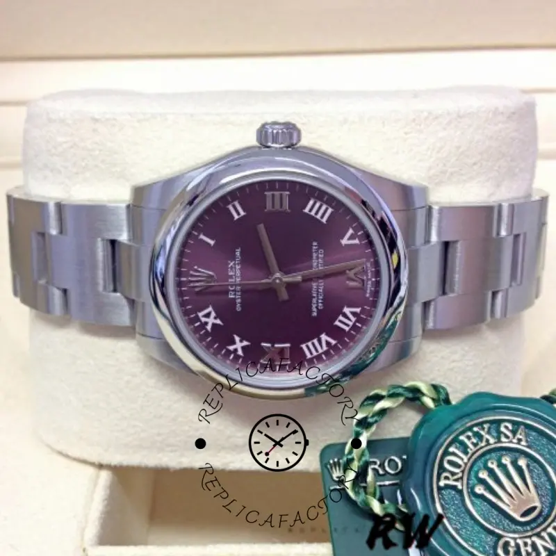 Rolex Oyster Perpetual 177200 Grape Red Dial 31mm Lady Replica Watch