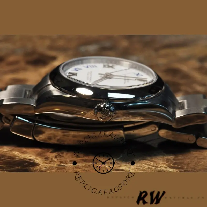 Rolex Oyster Perpetual 177200 White Dial Blue Roman Oyster Bracelet 31mm Lady Replica Watch